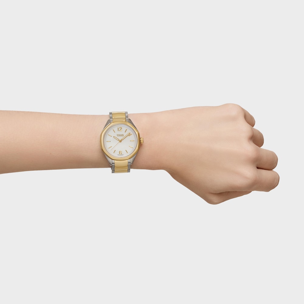 Orologio analogico con movimento svizzero, quadrante in madreperla e bracciale a maglie in acciaio bicolore TOUS Now Lady