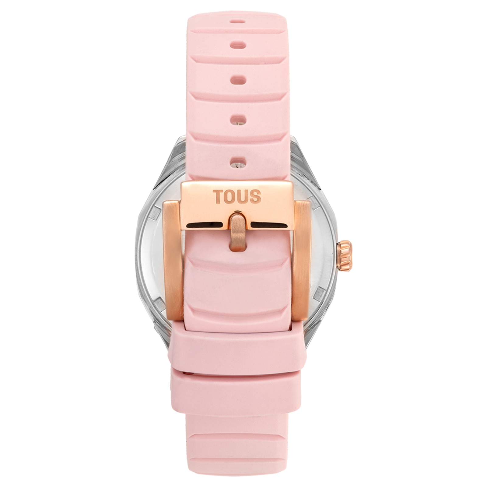 Reloj bicolor analógico con movimiento suizo, esfera de nácar y correa de caucho rosa TOUS Now Lady