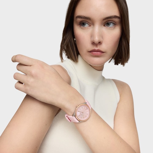 Two-tone analog Watch with Swiss movement, mother-of-pearl face and pink rubber strap TOUS Now Lady