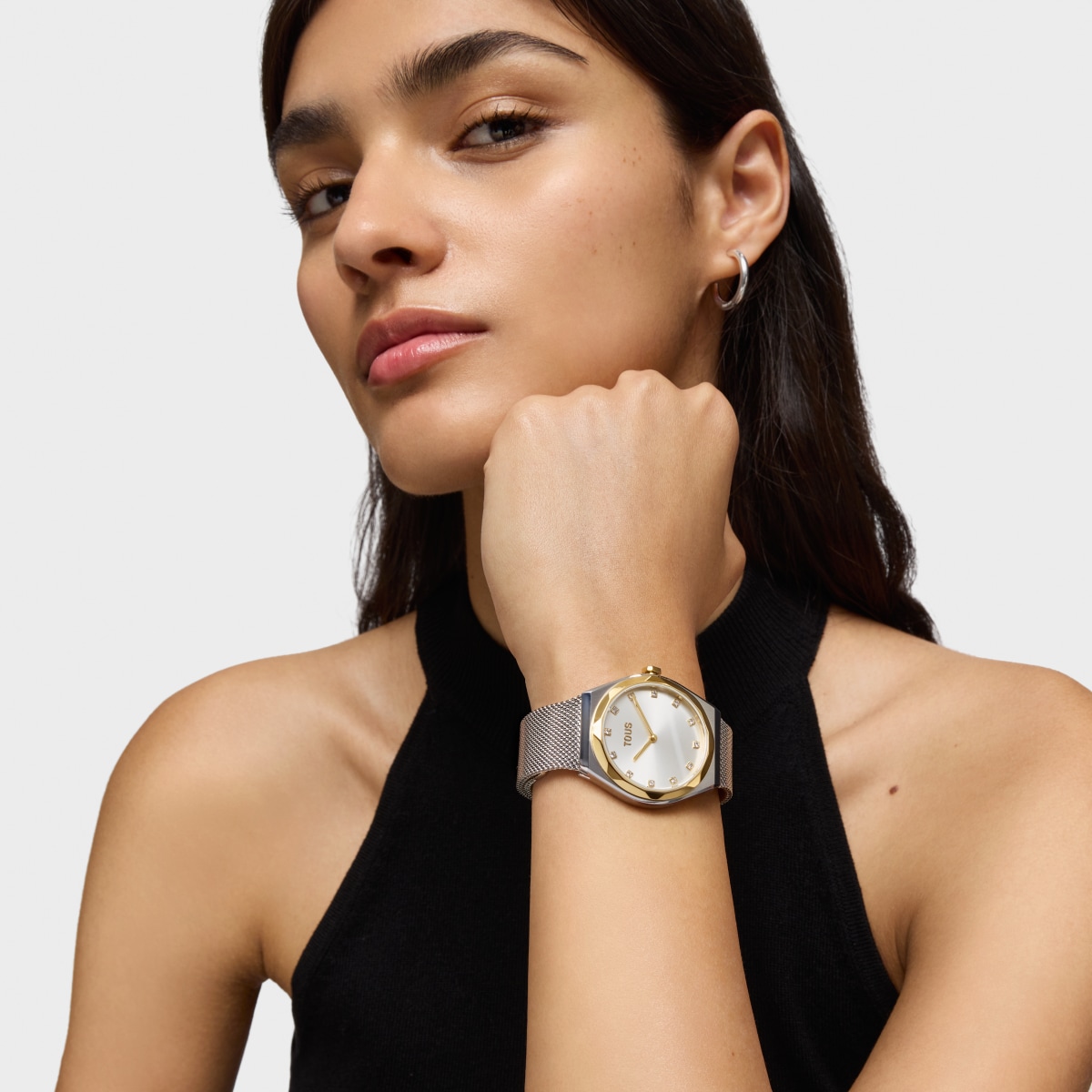 Analog Watch with steel and gold-colored steel bracelet Karat Round Mesh