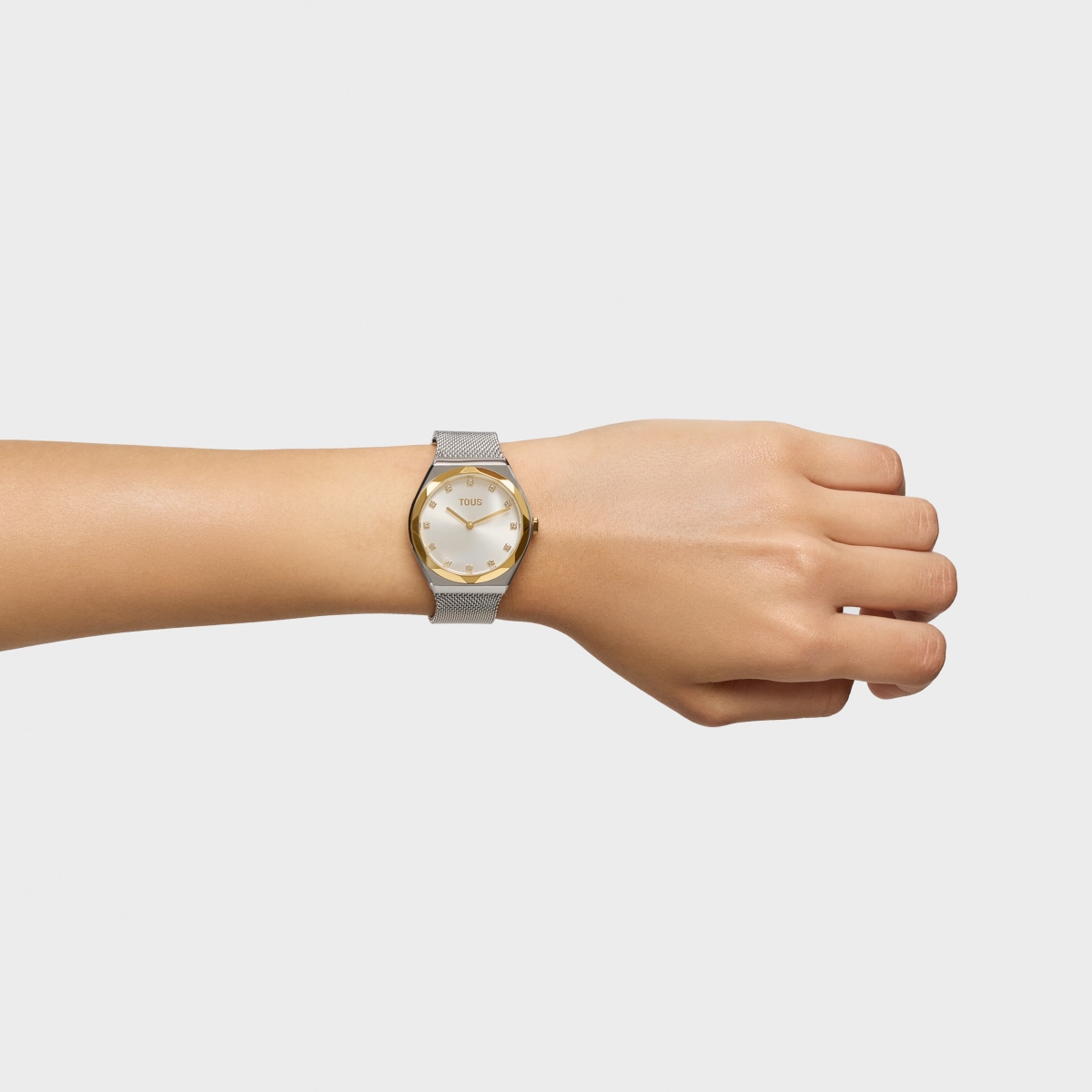 Analog Watch with steel and gold-colored steel bracelet Karat Round Mesh