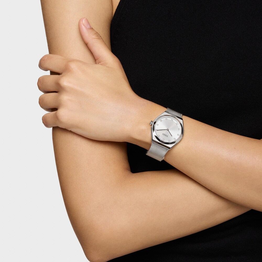 Reloj analógico con brazalete de acero Karat Round Mesh Reloj analógico con brazalete de acero Karat Round Mesh