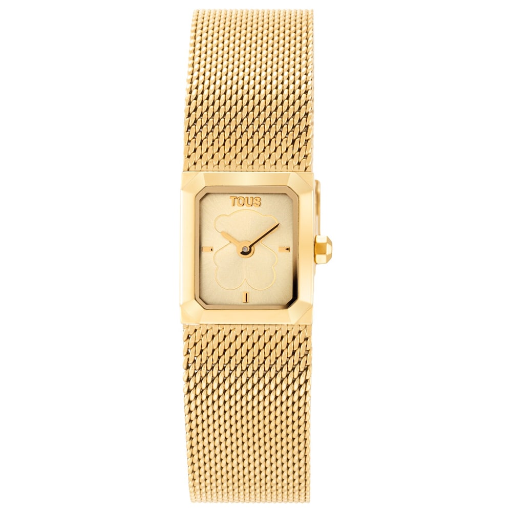 Anal&oacute;gov&eacute; Hodinky s&nbsp;oceľov&yacute;m n&aacute;ramkom z&nbsp;mil&aacute;nskej sieťoviny zlatej farby Mini Mesh