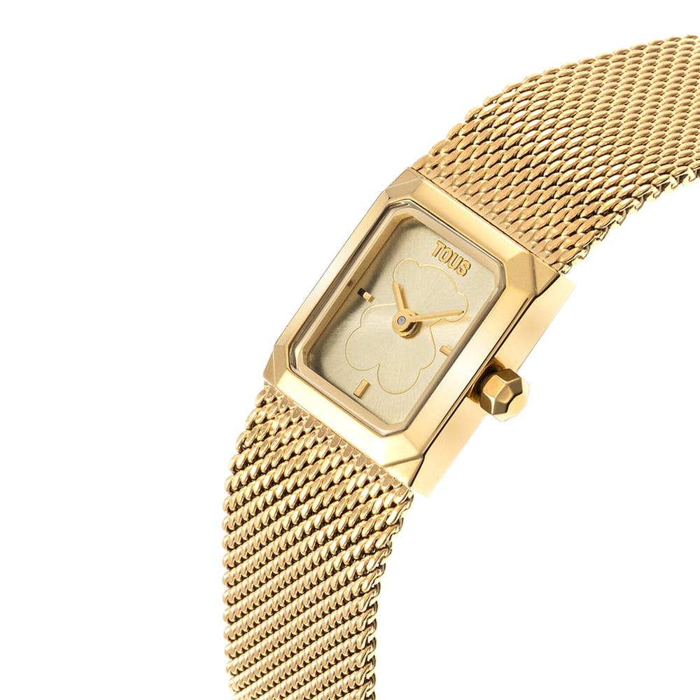 Anal&oacute;gov&eacute; Hodinky s&nbsp;oceľov&yacute;m n&aacute;ramkom z&nbsp;mil&aacute;nskej sieťoviny zlatej farby Mini Mesh