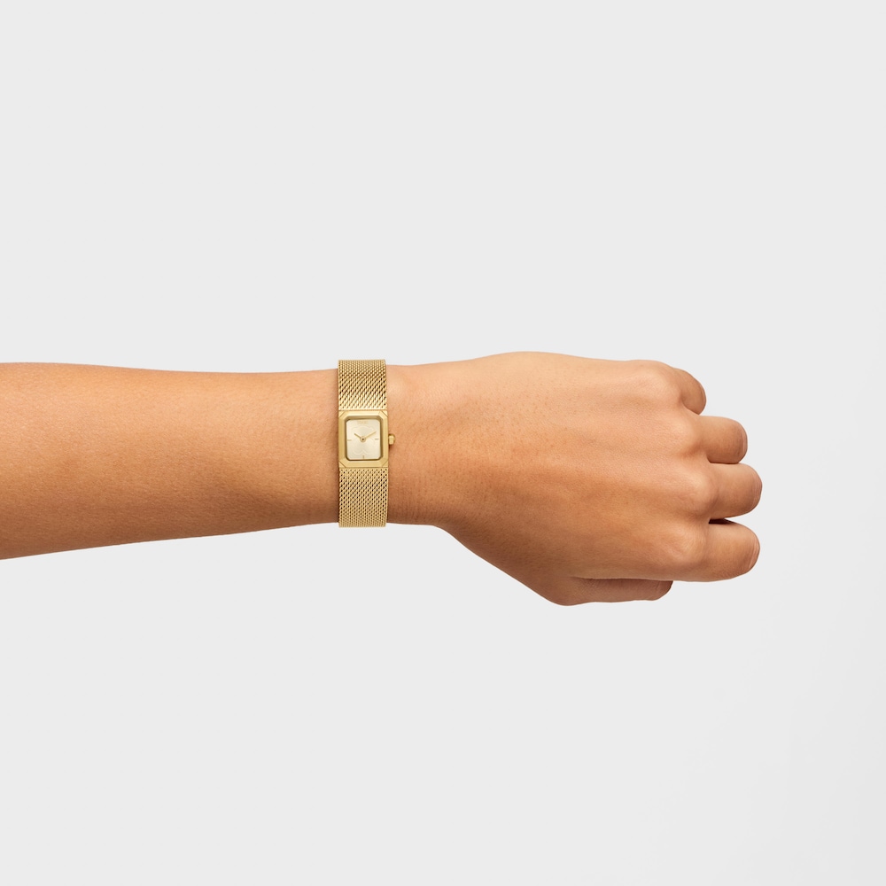 Reloj analógico con brazalete de malla milanesa de acero dorado Mini Mesh Reloj analógico con brazalete de malla milanesa de acero dorado Mini Mesh
