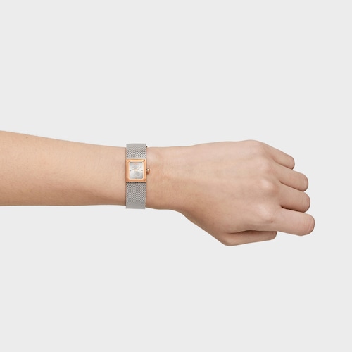 Reloj analógico con brazalete de malla milanesa de acero y acero rosa Mini Mesh