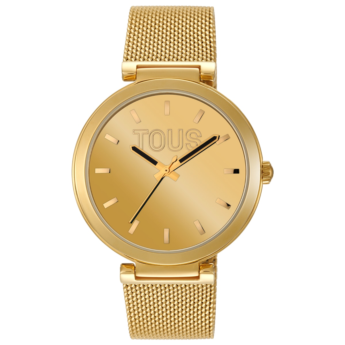 Analog Watch with gold-colored face and bracelet S-Mesh Mirror