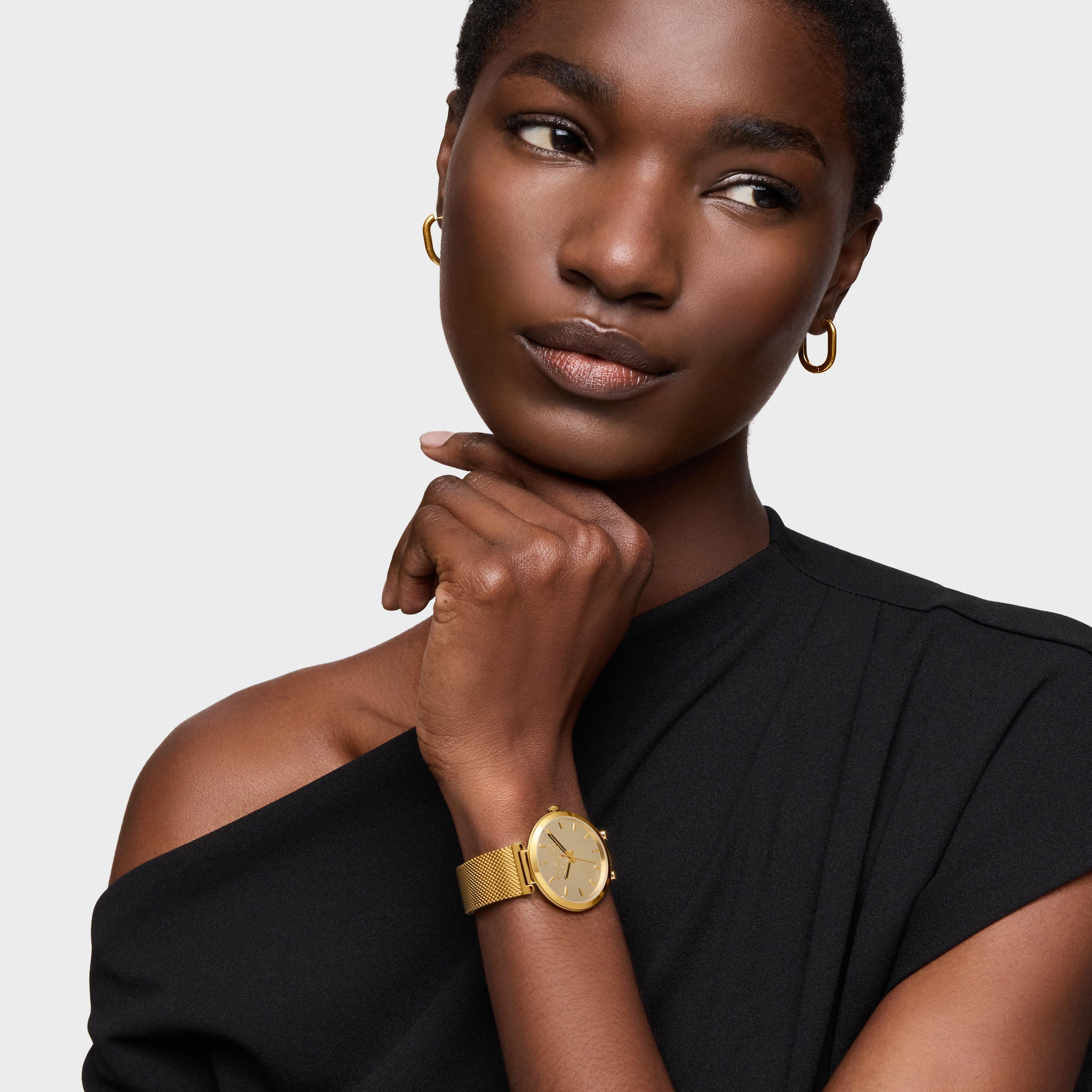 Reloj analógico con esfera dorada y brazalete dorado S-Mesh Mirror