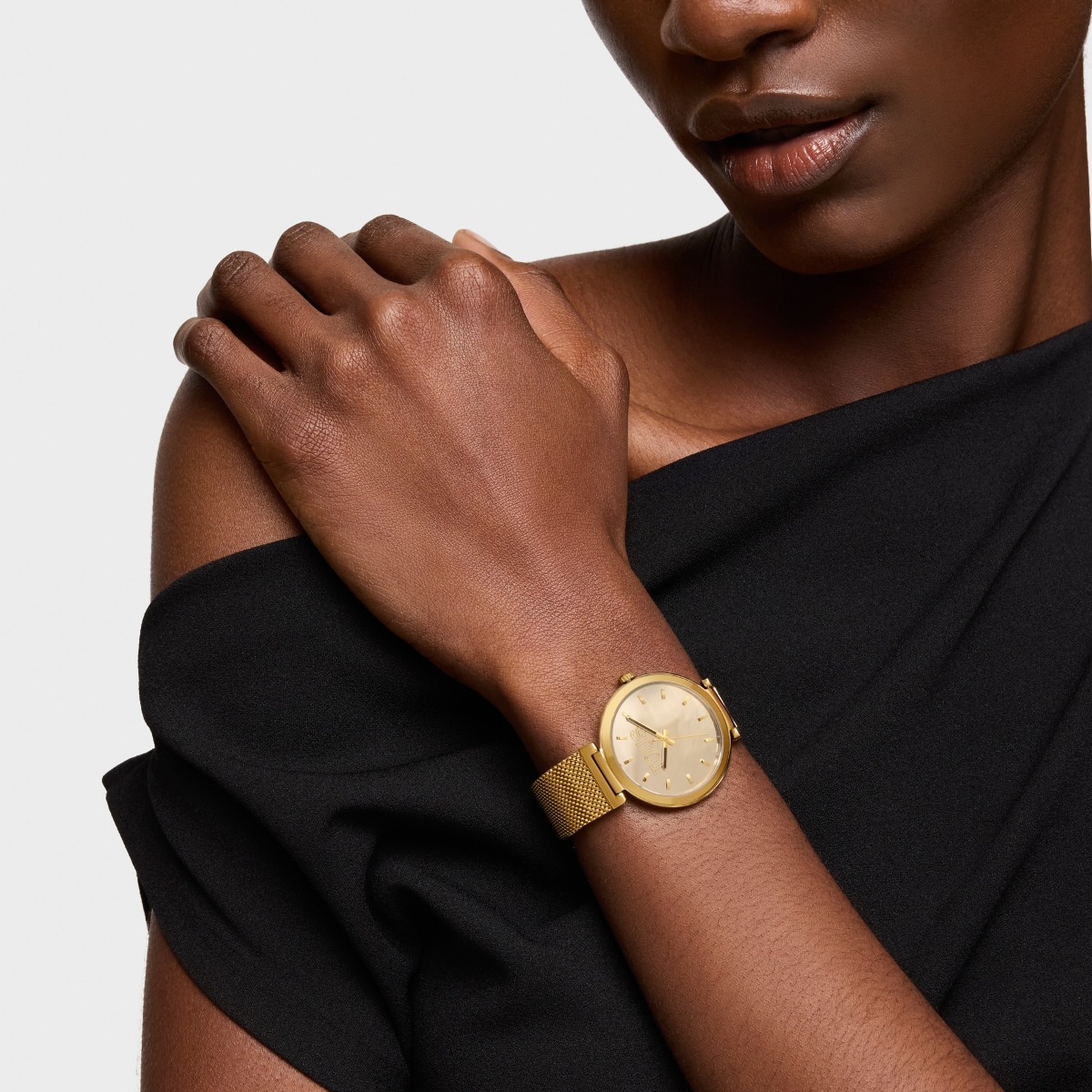 Analog Watch with gold-colored face and bracelet S-Mesh Mirror