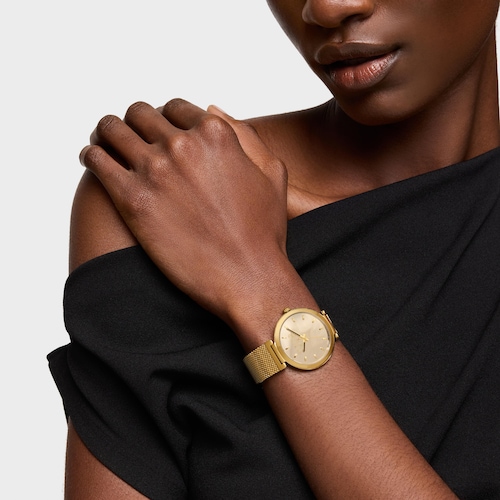 Analog Watch with gold-colored face and bracelet S-Mesh Mirror