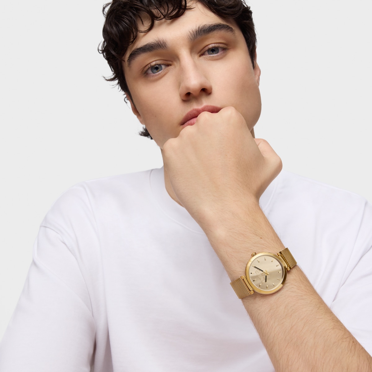 Analog Watch with gold-colored face and bracelet S-Mesh Mirror