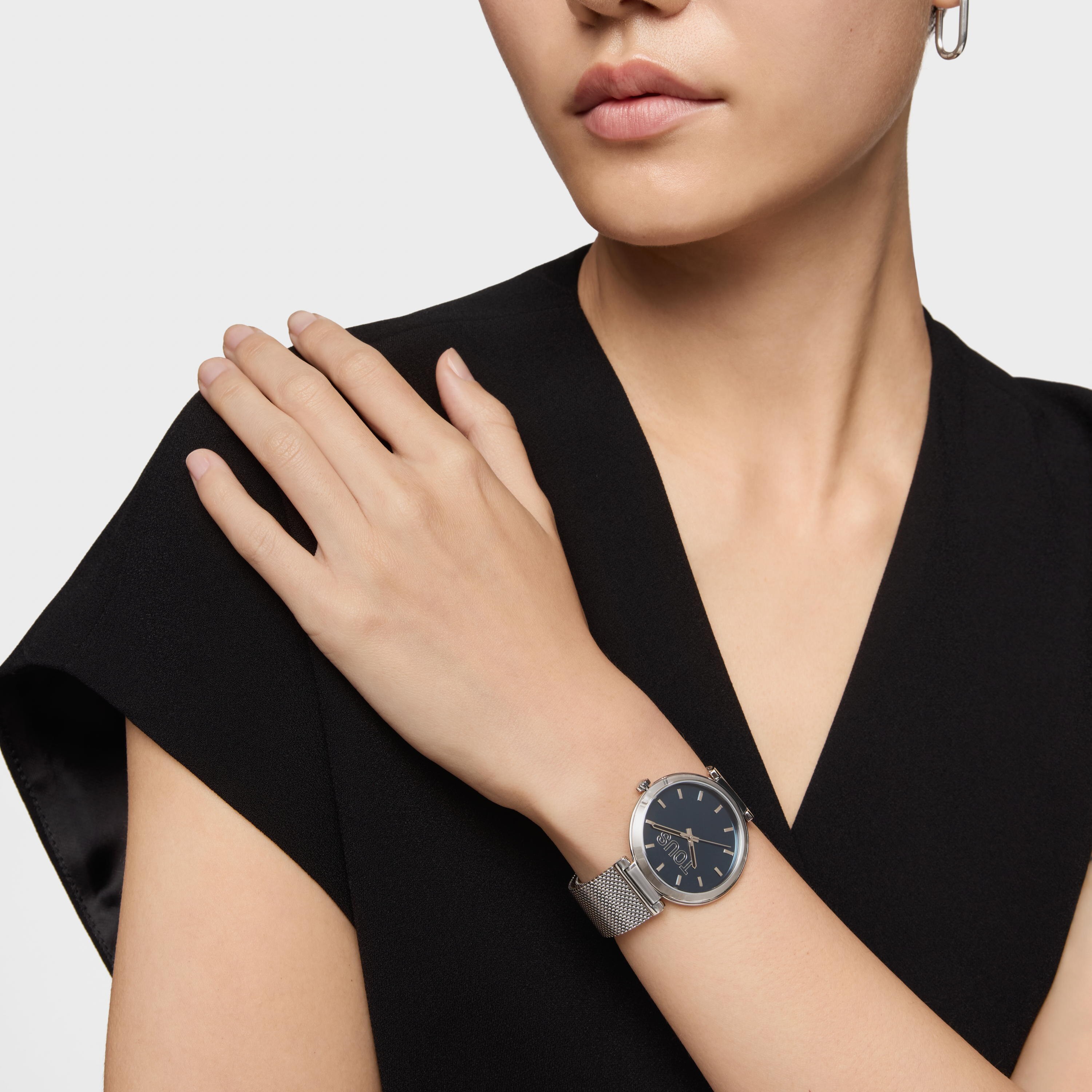 Analog Watch with blue face and steel bracelet S-Mesh Mirror