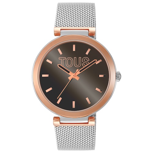 Analog Watch with brown-colored face and steel bracelet S-Mesh Mirror