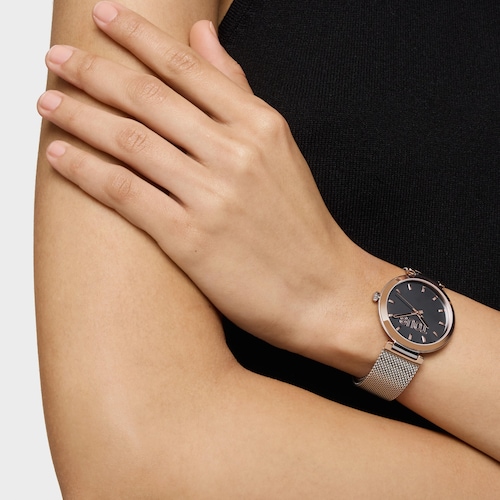 Analog Watch with brown-colored face and steel bracelet S-Mesh Mirror