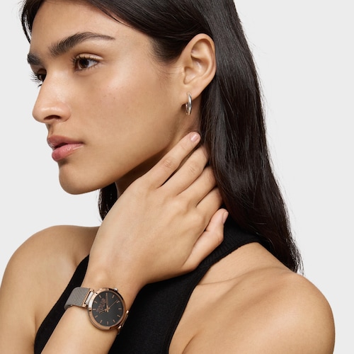 Analog Watch with brown-colored face and steel bracelet S-Mesh Mirror