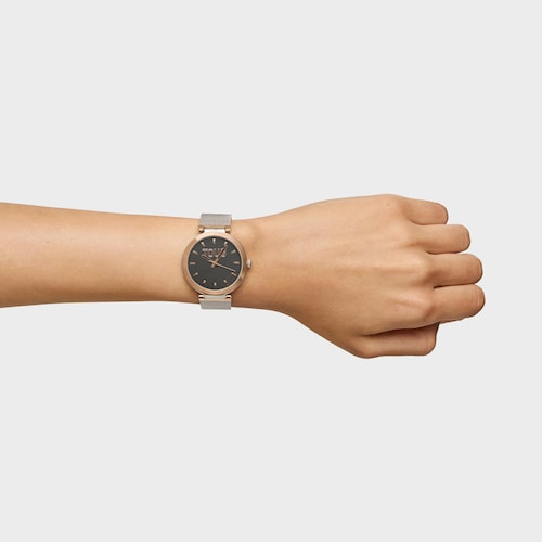 Analog Watch with brown-colored face and steel bracelet S-Mesh Mirror