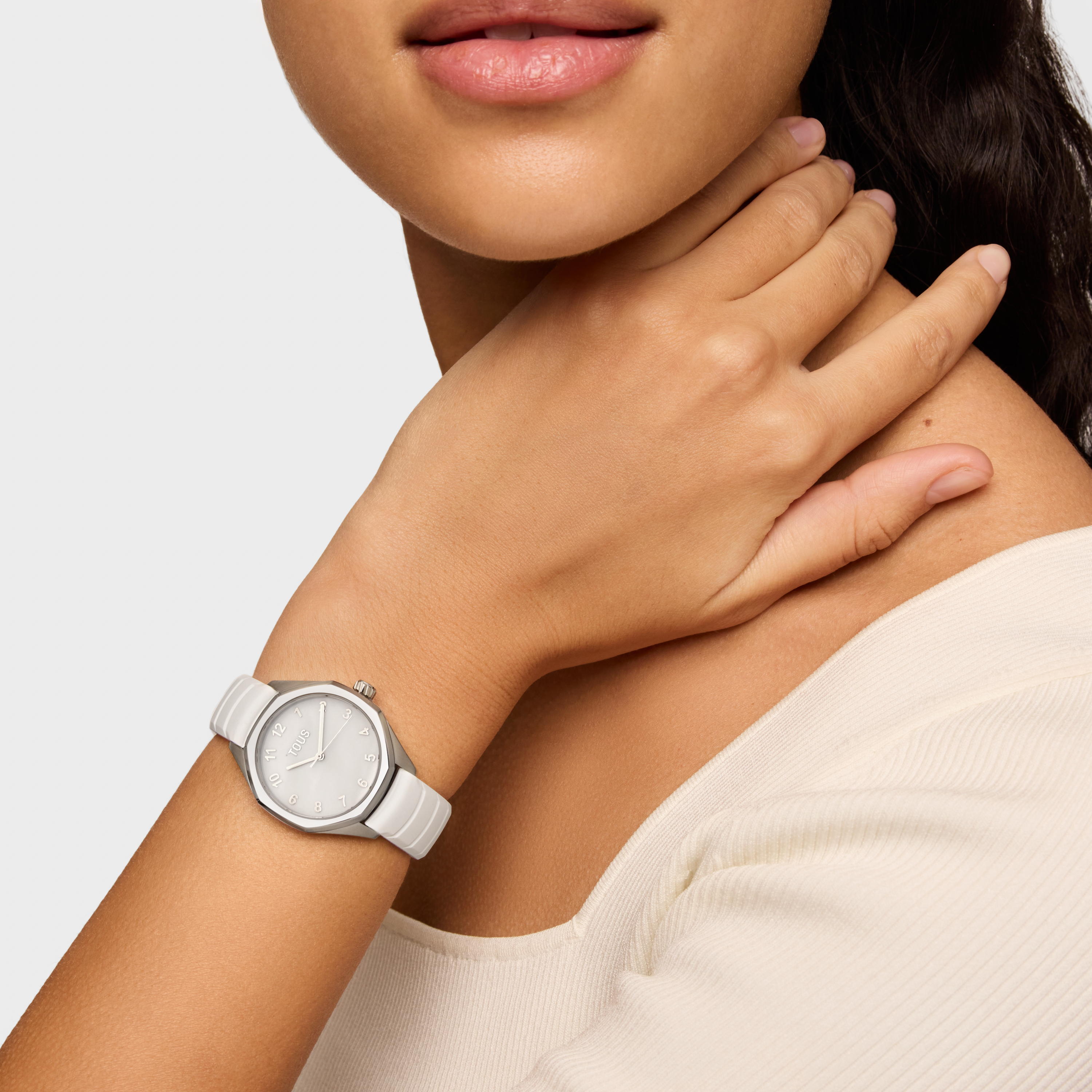 Analog Watch with white rubber strap TOUS Now KDT