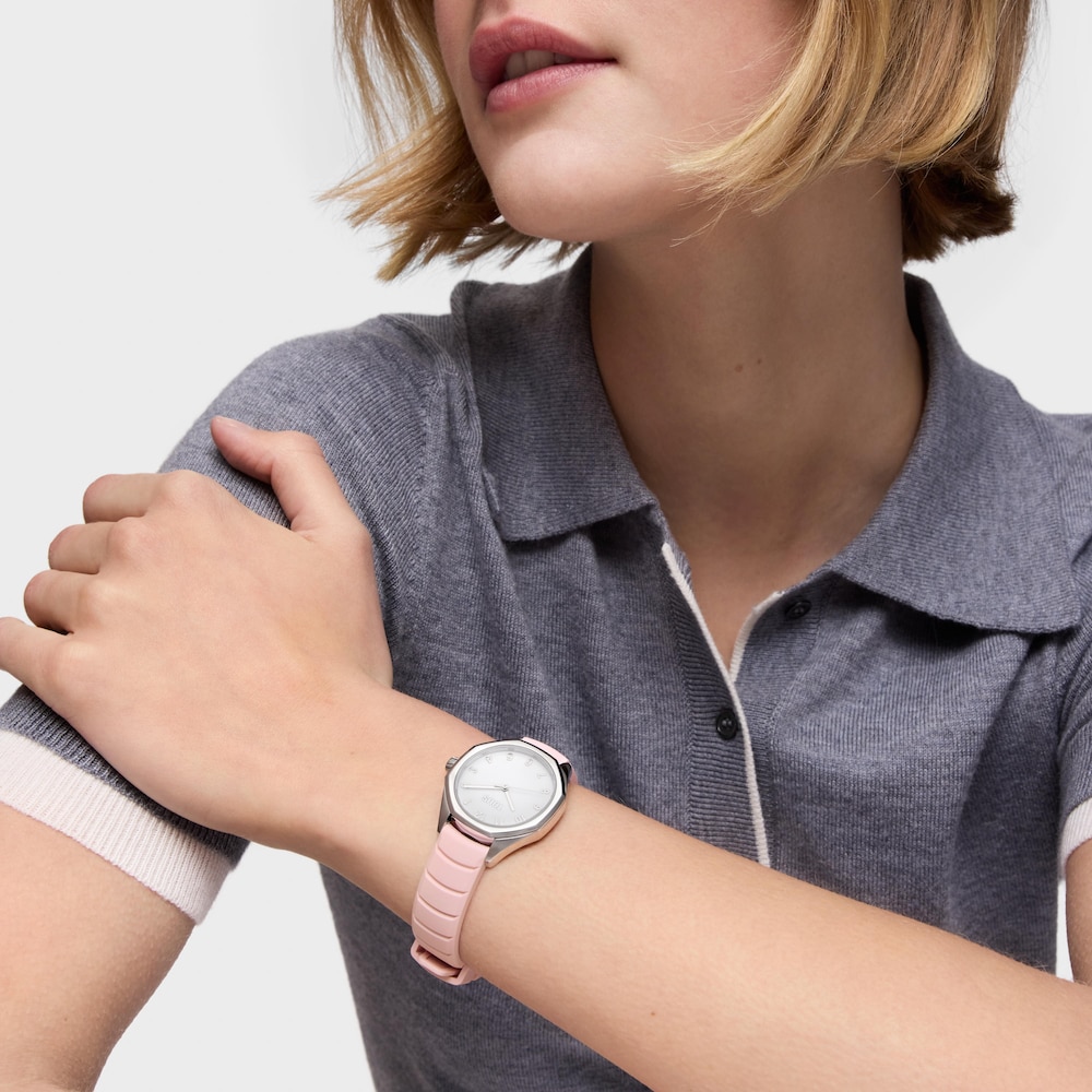 Reloj anal&oacute;gico con correa de caucho en color rosa TOUS Now KDT