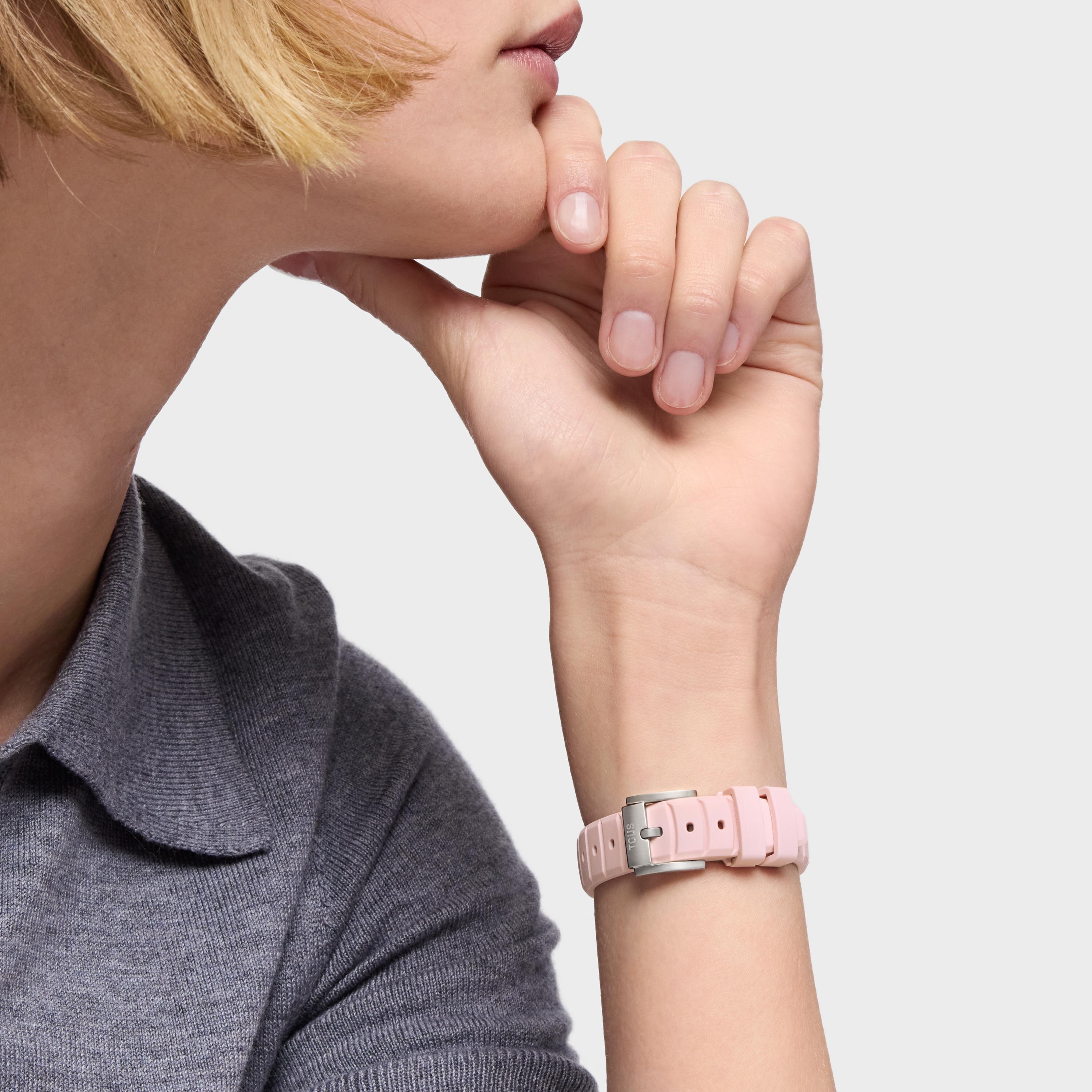 Analog Watch with pink rubber strap TOUS Now KDT