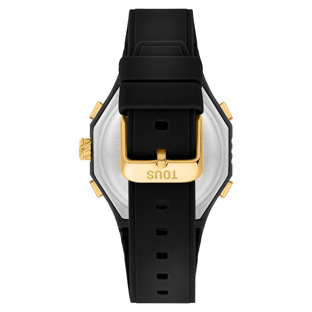 Reloj anal&oacute;gico/digital de acero dorado y brazalete de nylon negro Bet