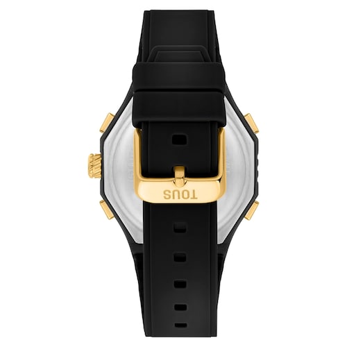 Reloj analógico/digital de acero dorado y brazalete de nylon negro Bet