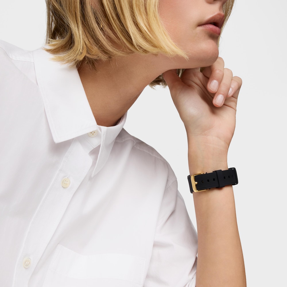 Reloj anal&oacute;gico/digital de acero dorado y brazalete de nylon negro Bet