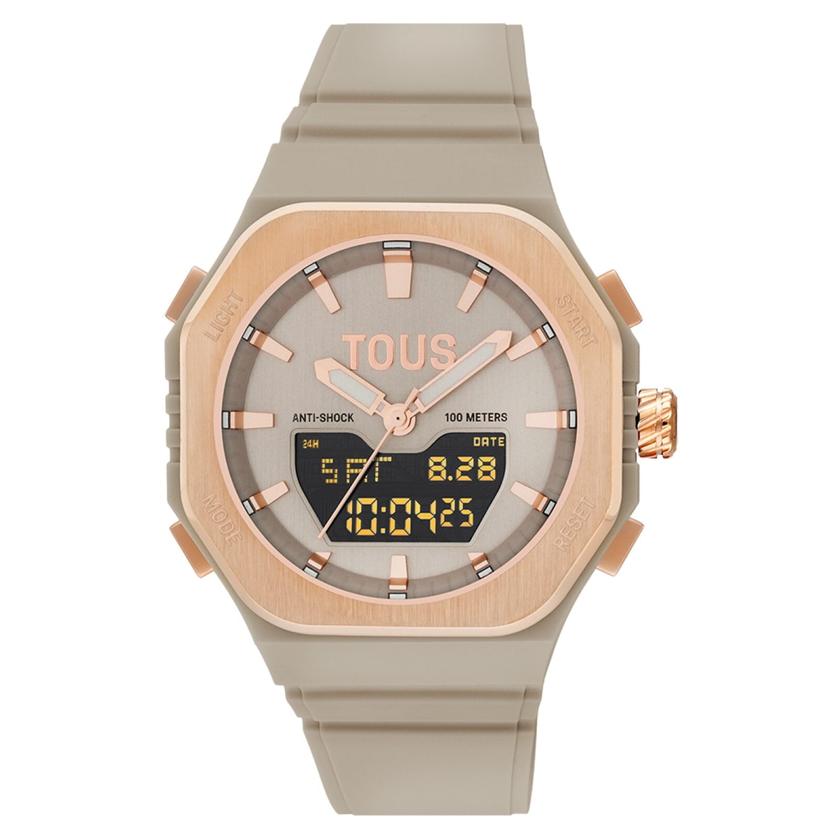 Tous - Reloj Analógico/Digital De Acero Rosado Y Brazalete De Nylon Topo Bet - Único