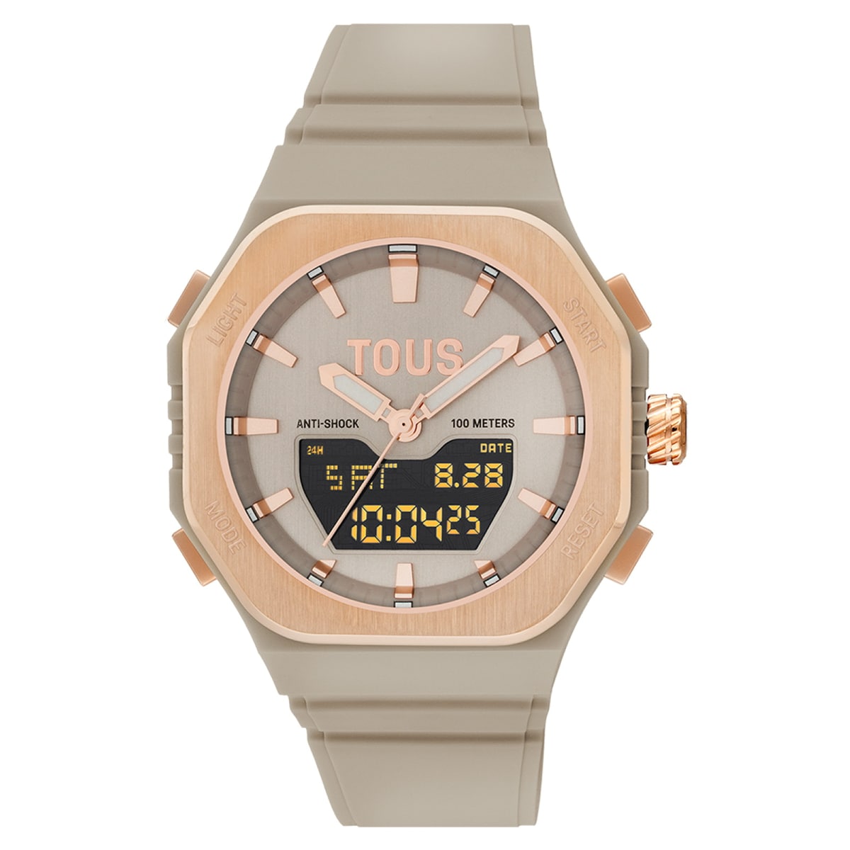 Tous - Reloj Analógico/Digital De Acero Rosado Y Brazalete De Nylon Topo Bet - U