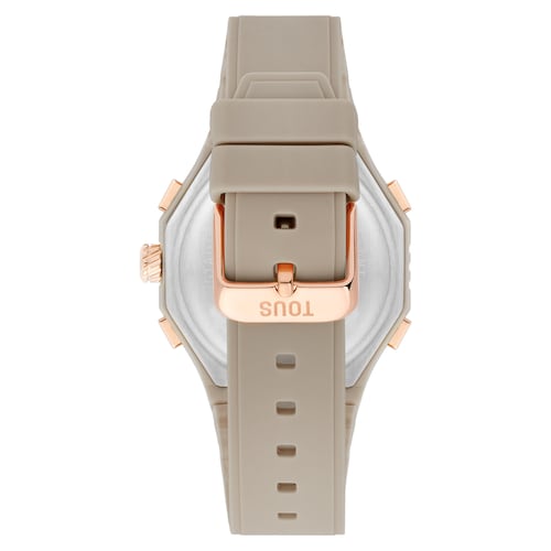 Reloj analógico/digital de acero rosado y brazalete de nylon topo Bet