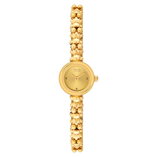 Reloj analógico con brazalete de acero dorado Bold Bear Round