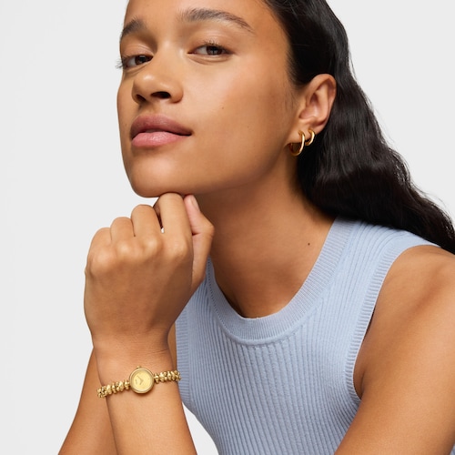 Reloj analógico con brazalete de acero dorado Bold Bear Round