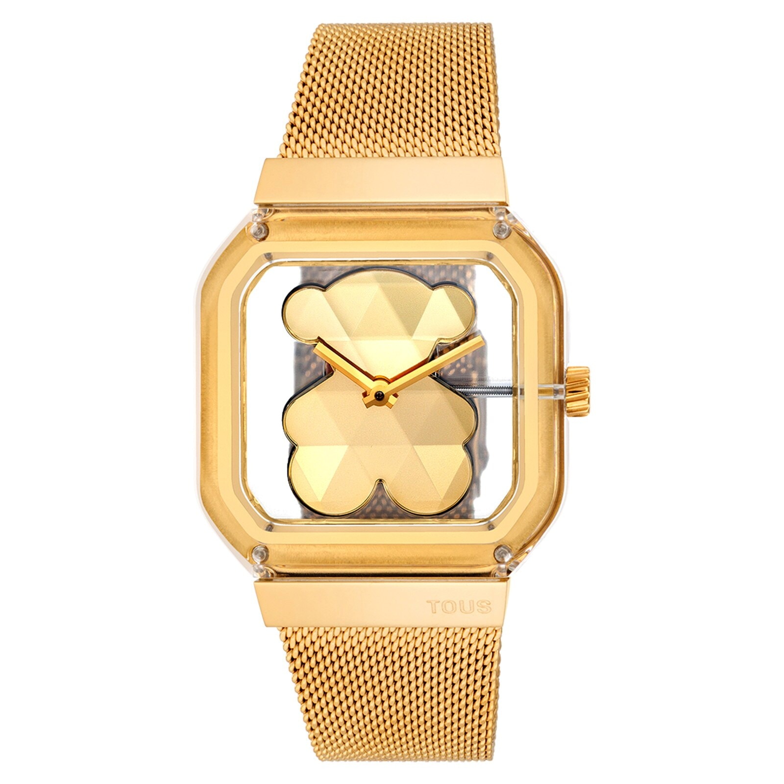 TOUSゴールド スクエアフェイス ベアベルトウォッチ Analog watch with gold-colored steel bracelet D-Bear Party | TOUS