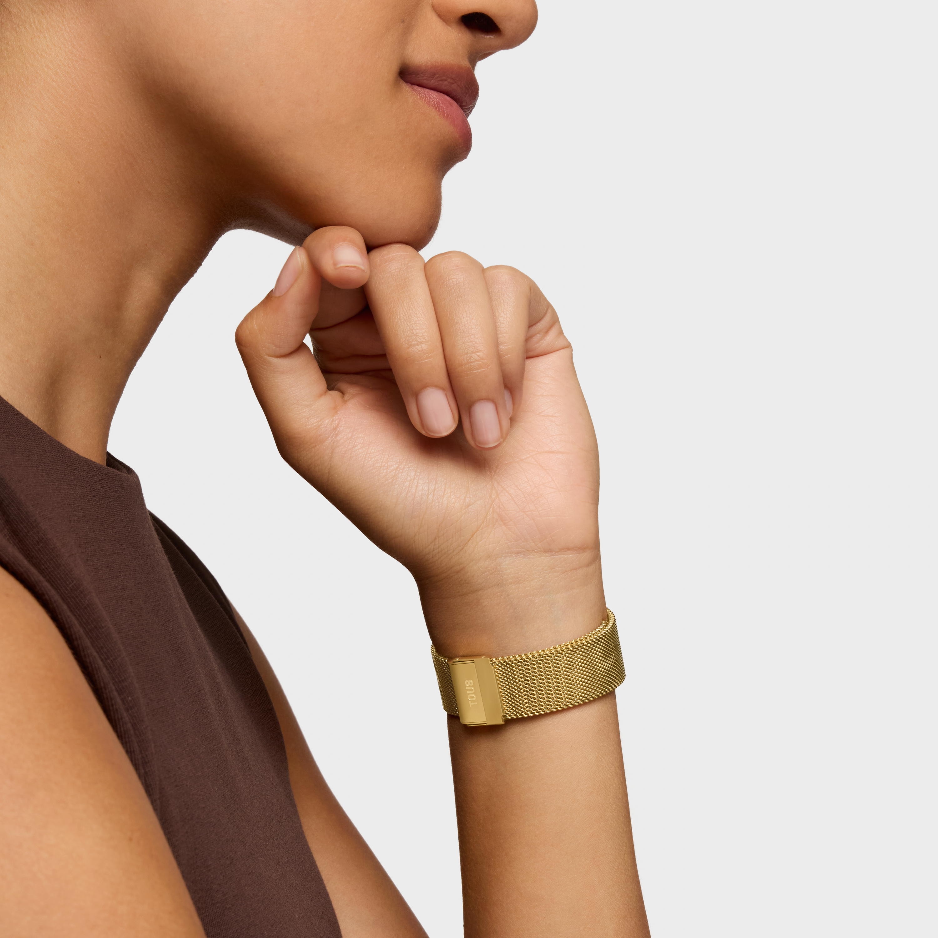Analog watch with gold-colored steel bracelet D-Bear Party | TOUS