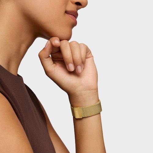 Reloj analógico con brazalete de acero dorado D-Bear Party