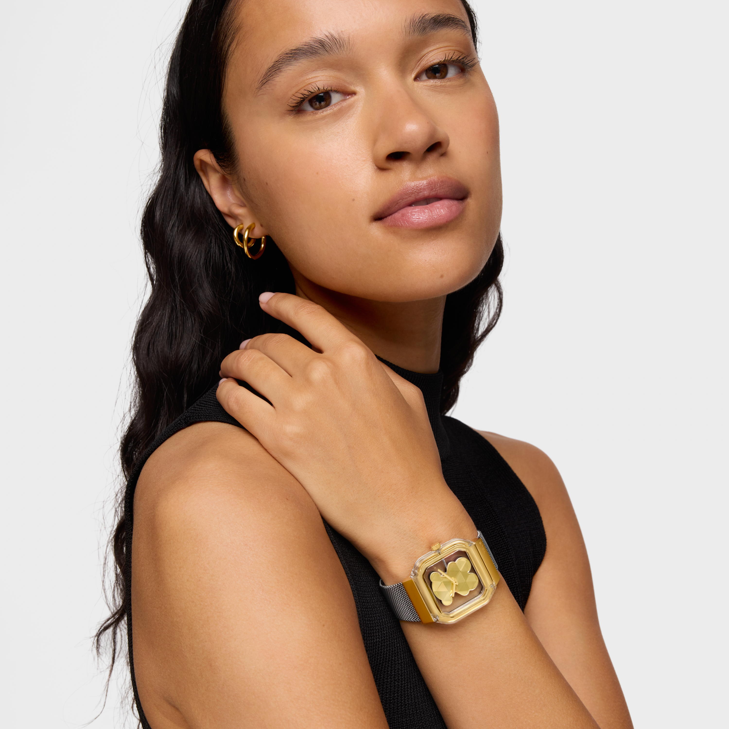 Analog watch with steel and gold-colored steel bracelet D-Bear