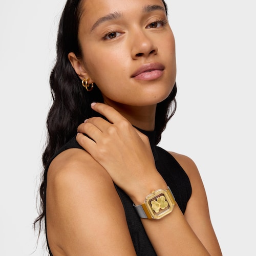 Reloj analógico con brazalete de acero y acero dorado D-Bear Party