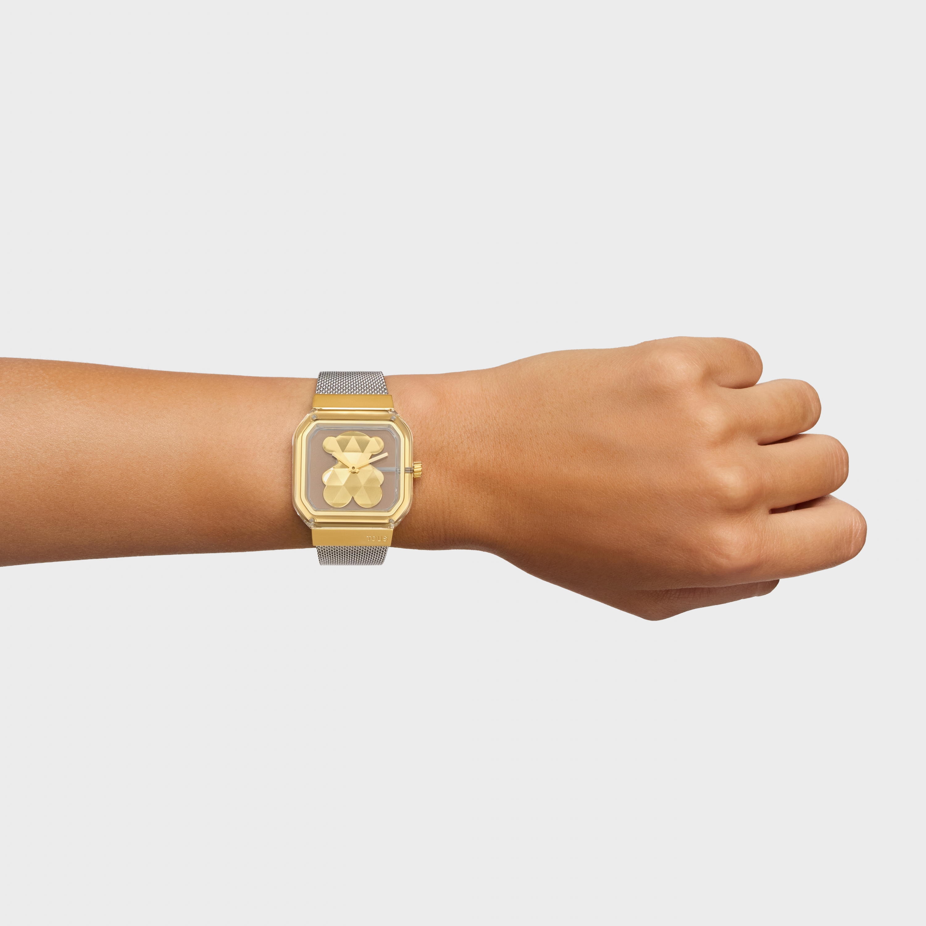 Analog watch with steel and gold-colored steel bracelet D-Bear
