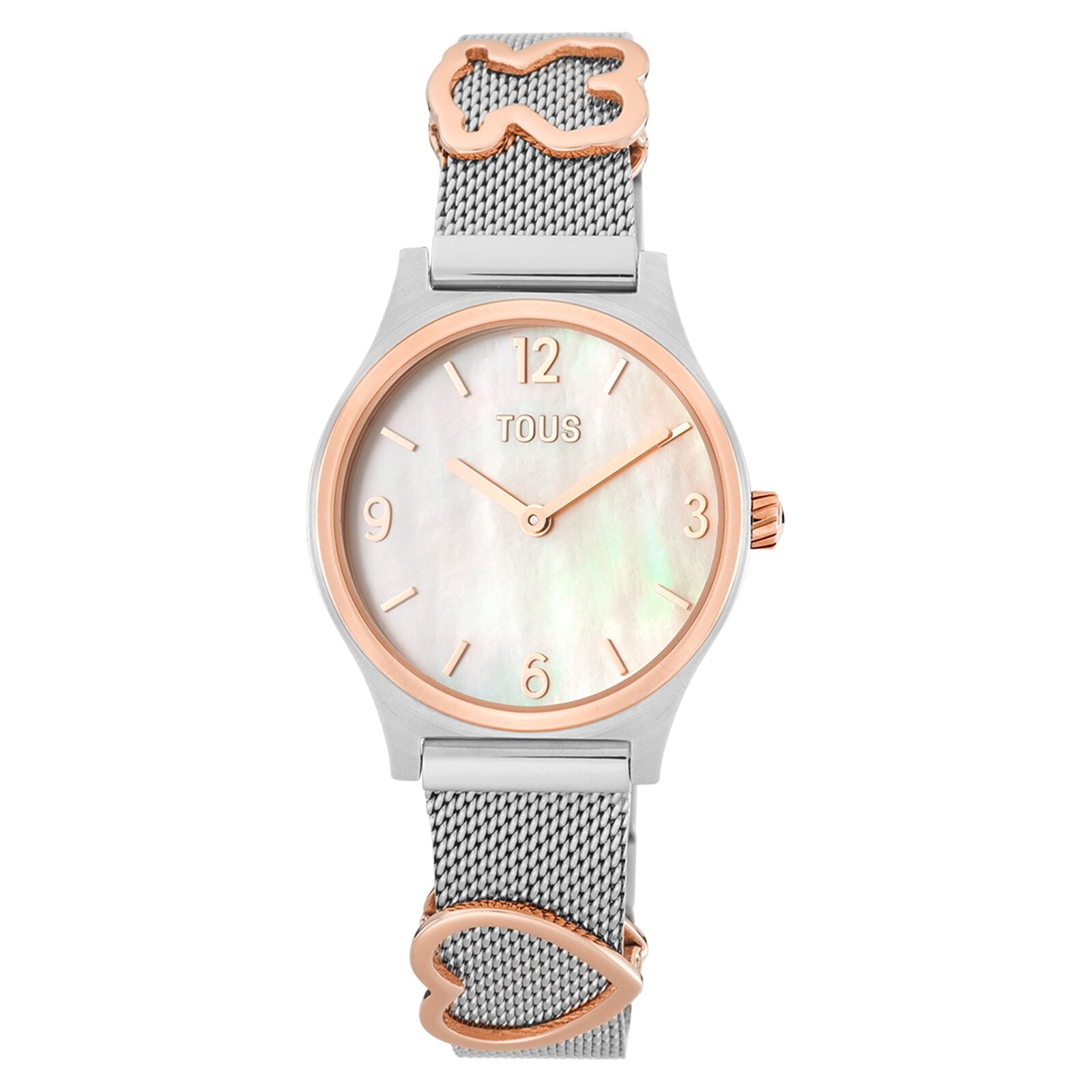 Analog/digital Watch with steel bracelet, rose-colored steel and mother-of-pearl face Epic Icon Mesh
