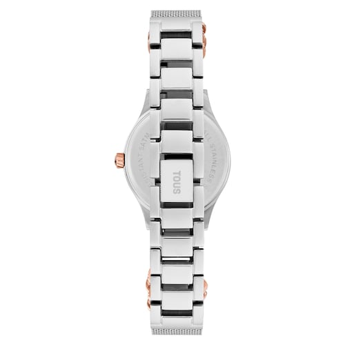 Reloj analógico/digital con brazalete de acero, acero rosado y esfera de nácar Epic Icon Mesh