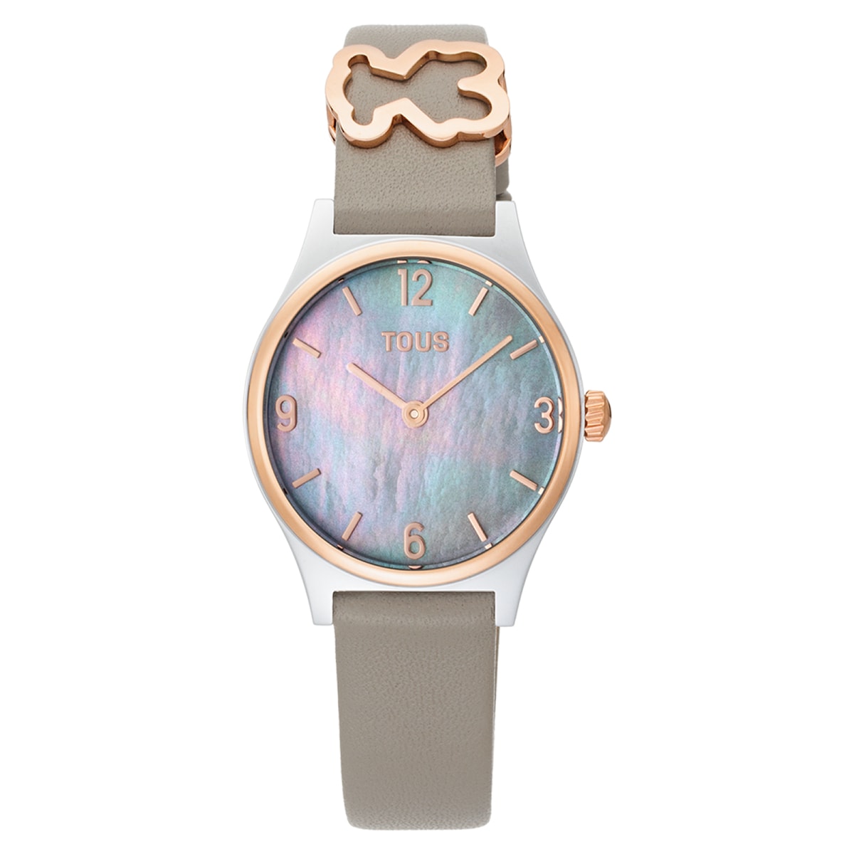 Tous - Reloj Analógico Con Brazalete De Piel Gris, Acero Rosado Y Esfera De Nácar Epic Icon - Único