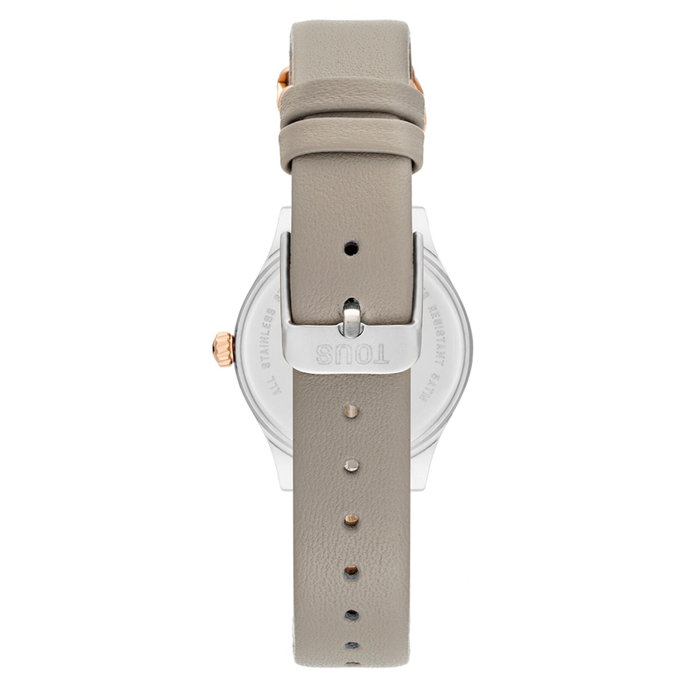 Rel&oacute;gio anal&oacute;gico com bracelete em pele cinzenta, a&ccedil;o rosado e mostrador em madrep&eacute;rola Epic Icon