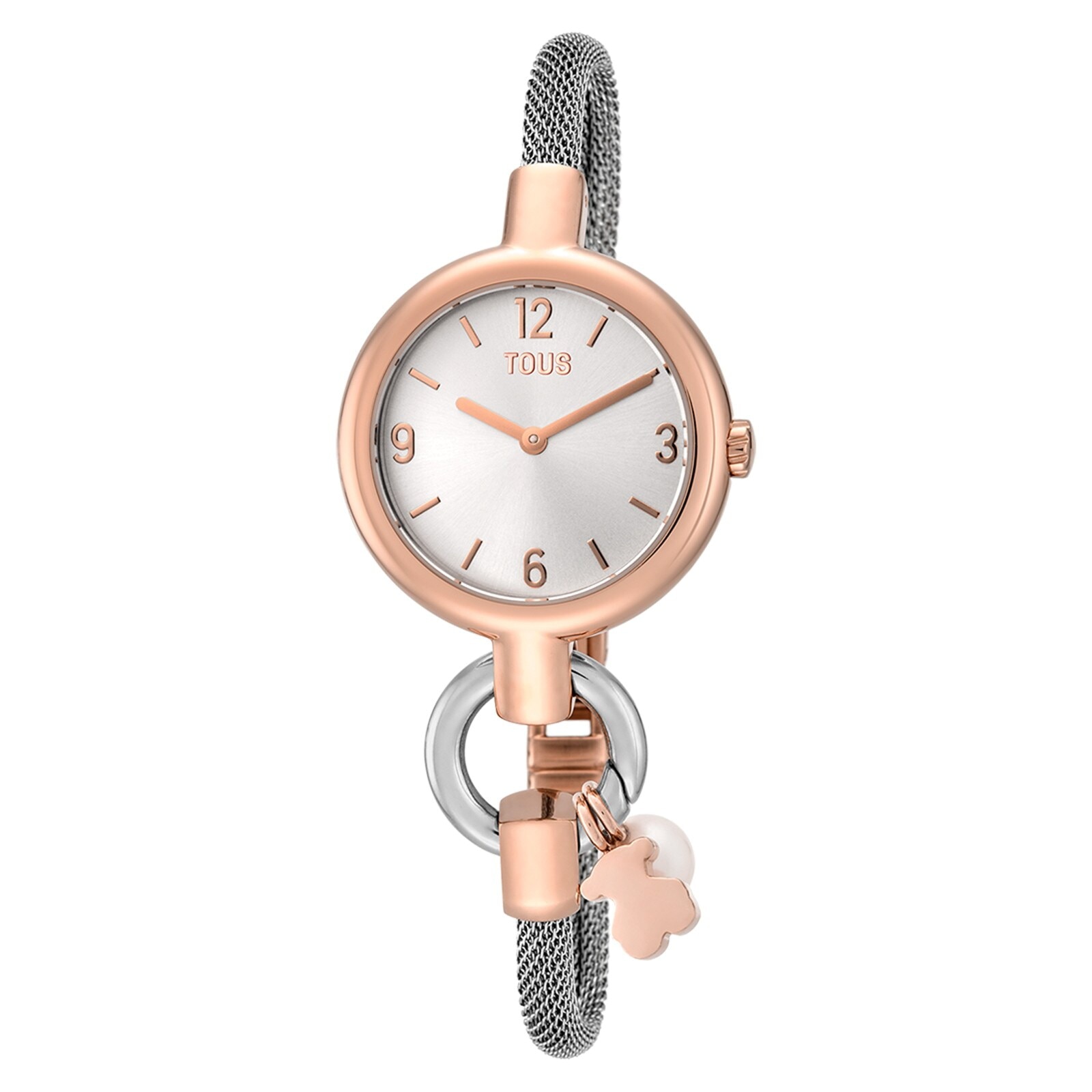 Analog/digital watch with steel and rose-colored steel bracelet TOUS Hold Charms