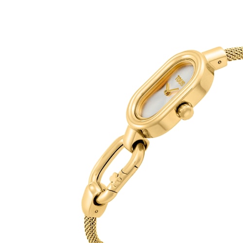 Reloj analógico/digital con brazalete de acero dorado TOUS Hold Oval