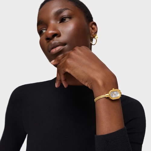 Reloj analógico/digital con brazalete de acero dorado TOUS Hold Oval