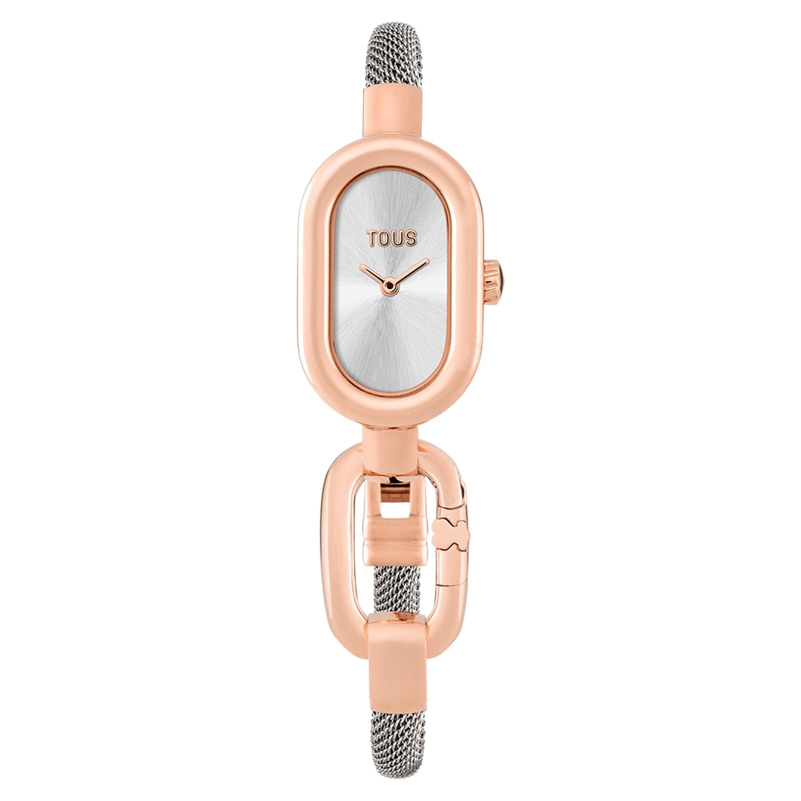 Analog/digital watch with steel and rose-colored steel bracelet TOUS Hold Oval