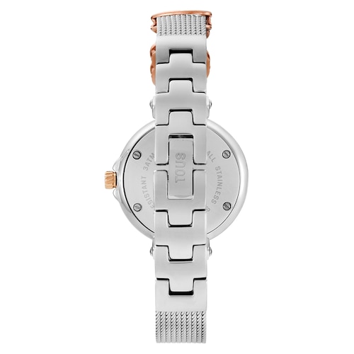 Reloj analógico con brazalete de acero, acero rosado y esfera de nácar Icon Charms