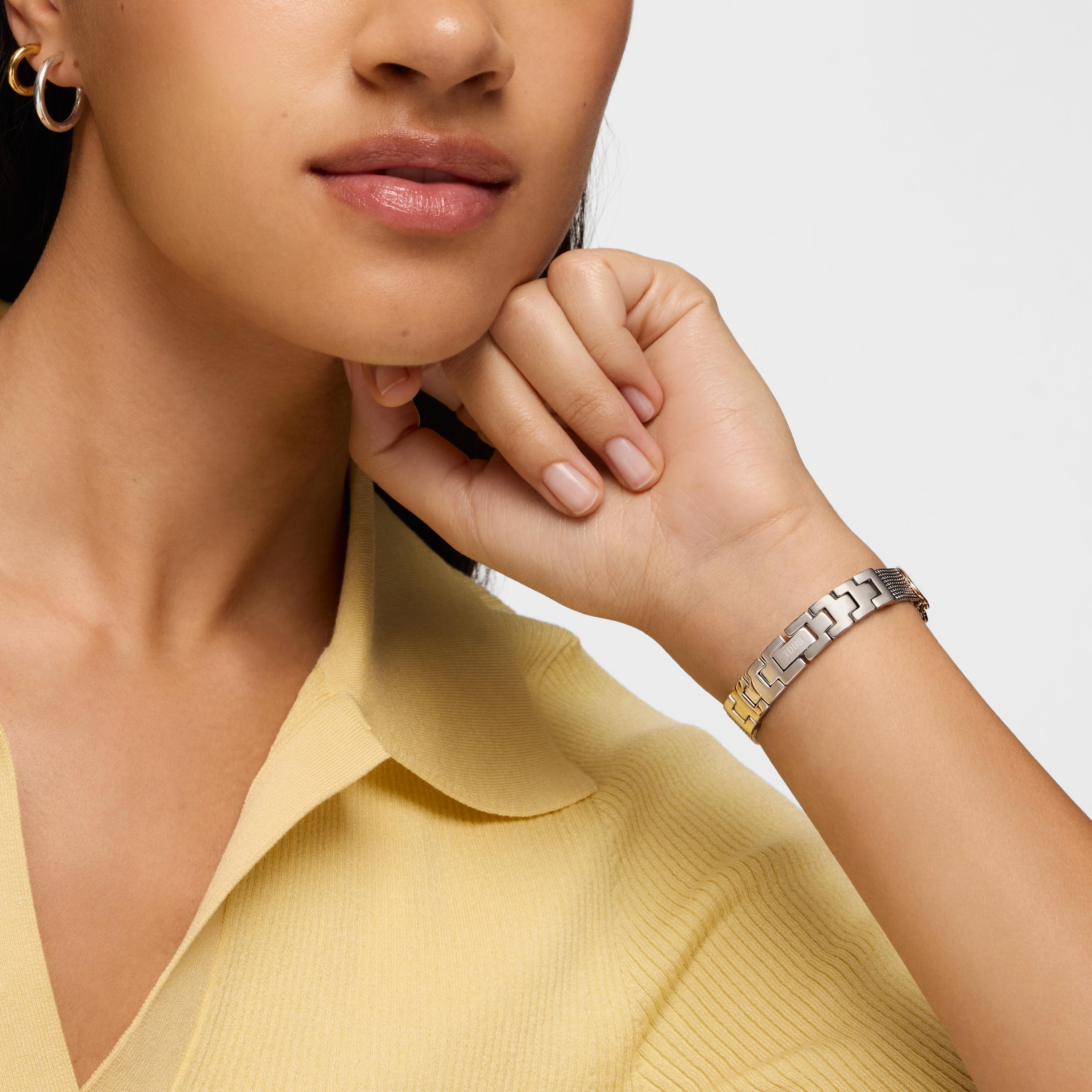 Analog Watch with steel bracelet, rose-colored steel and mother-of-pearl face Epic Icon Charms