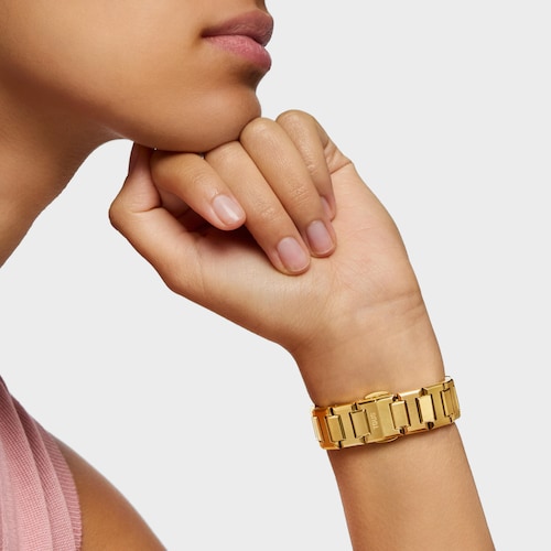 Reloj analógico con brazalete de acero dorado y esfera de nácar rosa Karat