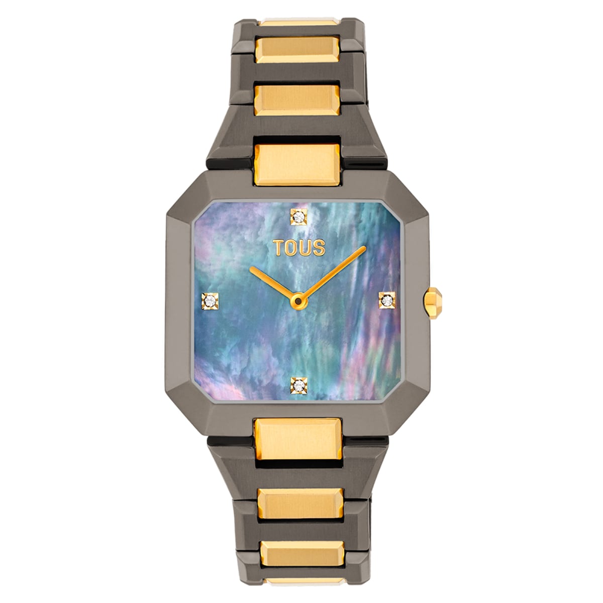 Tous - Reloj Analógico Con Brazalete De Acero Negro, Dorado Y Esfera De Nácar Gris Karat - U