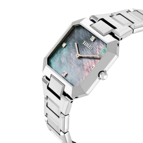 Reloj analógico con brazalete de acero y esfera de nácar Karat